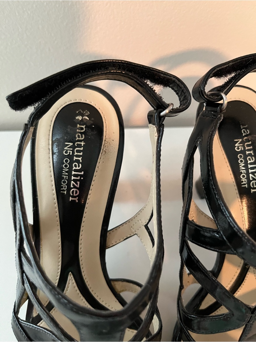 Naturalizer Black Patent Strappy High Heel Sandals - Picture 2 of 6